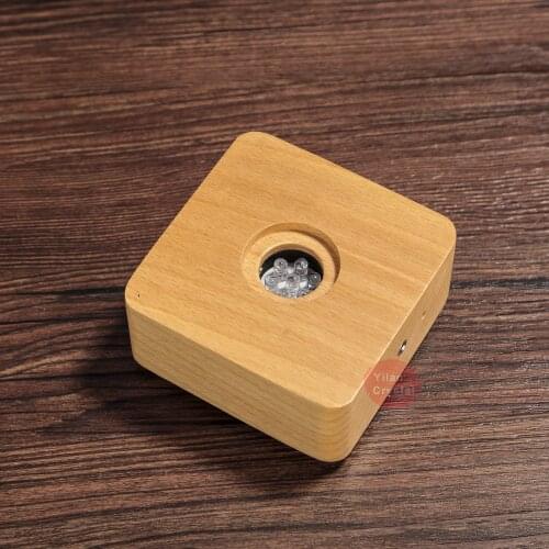 Wholesale Wooden Square Led Light Base For Crystal Crafts