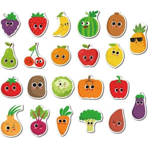 Fruit Animal Matching Puzzle Games Early Learning Education Card Jigsaw Puzzles Toys For Children Wooden Puzzles