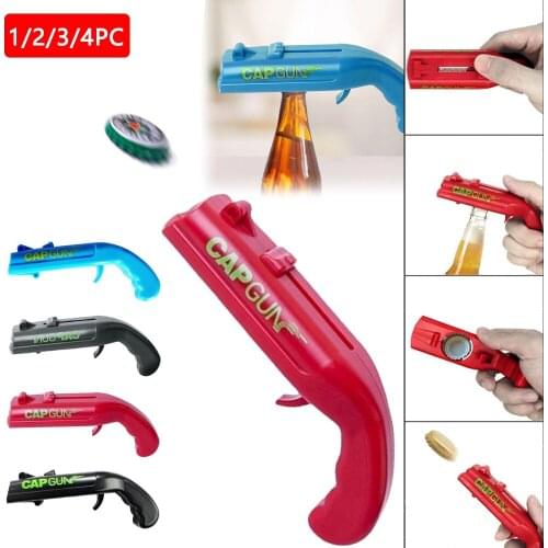 Cap Gun Beer Bottle Opener Portable Beverage Drinking Opening Gun Cap Launcher Shooter Party Supply Bar Tool Kitchen Accessories