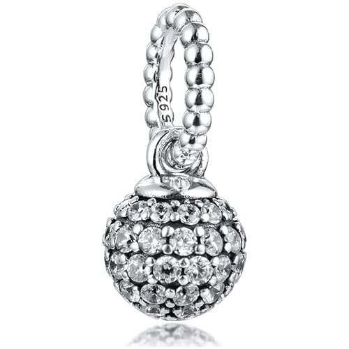 Genuine 925 Sterling Silver Jewelry Pave Ball Pendant Charm Fits Pandora Bracelet Silver Beads for Women DIY Bracelets Making