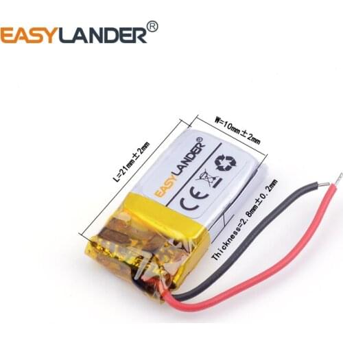 Polymer 281021 35mAh 3.7v Bluetooth headset Bracelet timer recorder lithium battery manufacturers