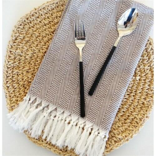 Hand-made Tassel Napkin Cotton Yarn Dyed Dish Towel Cleaning Cloth Multi Tea Towel Dishtowel Kitchen Towel