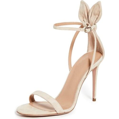 Charming Lady Back Bow One Strap Sandals Simple Open Toe Cutout Wedding Shoe High Heels Butterfly Knot Outfit Runway Heels