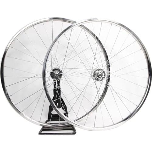 Fixie Bike Wheel Rim Sliver Flip-flop Hub 20mm Front 32H Rear 32H Single Speed Vintage Fixed Gear Bike Aluminum Alloy