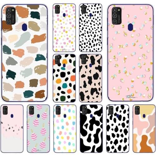 03AS Cow Pattern Black White Silicone case for Samsung Galaxy M11 M 11 M21 M 21 cover funda