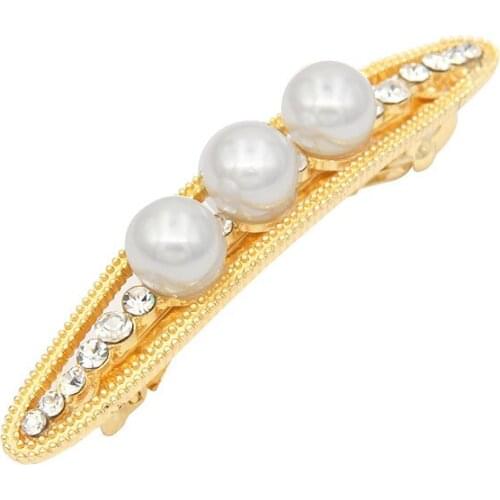 Pretty Hair Clip with pearls oval spring chuck hairpin wedding hair accessories for women