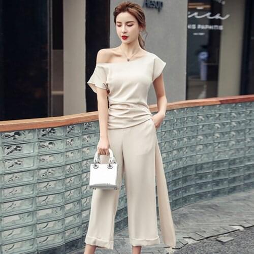 Women Clubwear Beach Vacation 2 Pieces Set Tracksuits Casual Streetwear Lace-up Tops+Wide Leg Pants Summer 2021 Slim Outfits