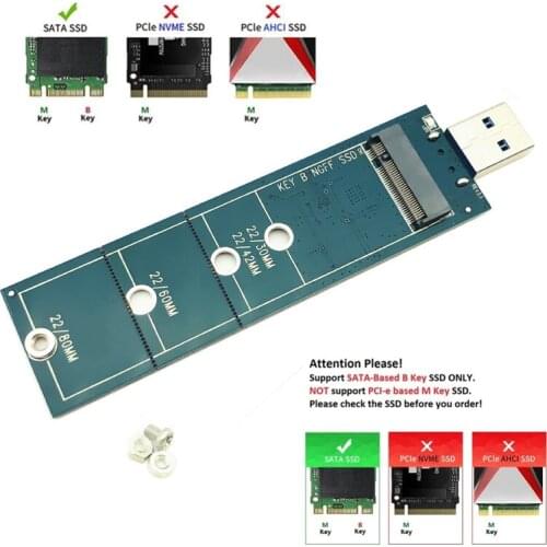 1PCS M.2 to USB Adapter B Key M.2 SSD Adapter USB 3.0 No Cable Needed USB to 2280 M2 SSD Drive Adapter NGFF Converter SSD Reader