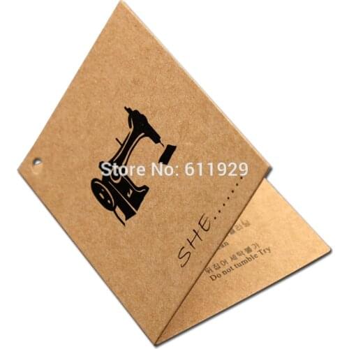 1000 pcs a lot Customized clothing kraft paper hang tag/garment printed tags/labels/sartorius tags/folded hang tag printing