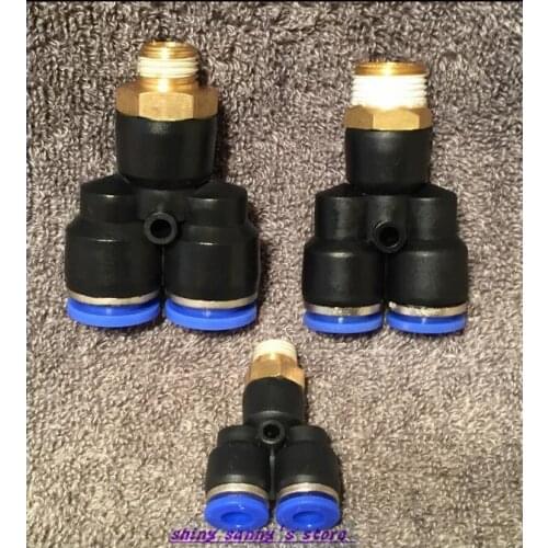 15Pcs/Lot PX8-02 8mm to 1/4" Thread Male Y Pneumatic Jointer Connector