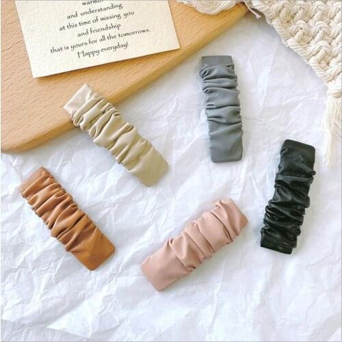 2pcs in) Simple pleated cortical side clip hairpin Snap For Girls Hairpins Hair Accessories