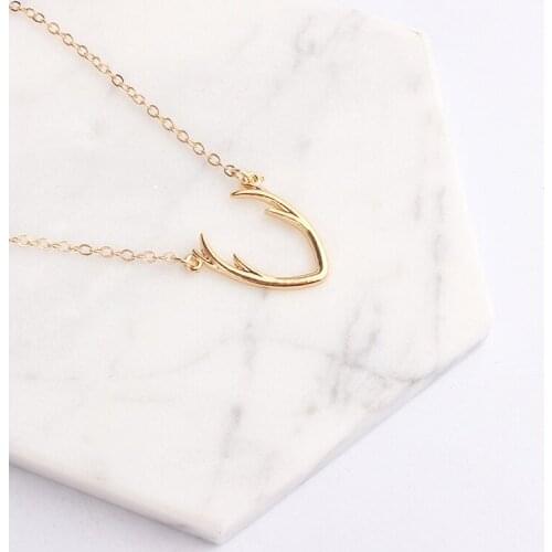 2017 New Fashion Deer Horn Antler Necklace Unique Animal Minimalist Jewelry for Women Chocker collares mujer Collier Femme Bijou