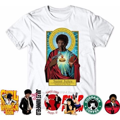 2020 Fashion Brand Pulp Fiction T shirt Saint jules Print T shirt Summer Short Sleeve Shirts Tops Catholicism Tees T-Shirt tees