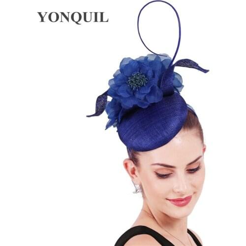 4-Layer Sinamay Wedding Fascinators Hat Headbands Elegant Bridal Women Party Headpieces For Female Prom Cocktail Fedora Caps