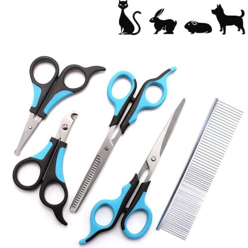 5pcs/set Stainless Steel Pet Dogs Grooming Scissors Cat Hair Thinning Shear Dog Cutter Kitten Animal Barber Cutting Tools