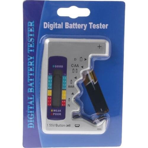 Digital Battery Capacity Tester Detector For C/D/N/AA/AAA/9V 6F22 Batteries /1.55V Button Cells -DR56O
