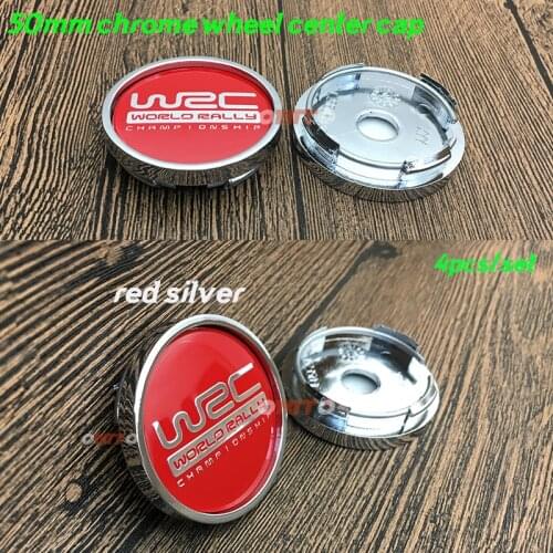 Decoration Red WRC logo sticker car emblem 4pcs/set Wheel Center cap 50mm pvc Wheel rim badge covers Centre Cap Accessorie