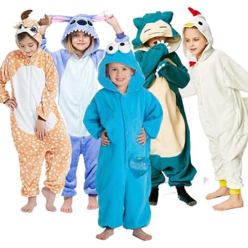 Children Kigurumi Unicorn Pajamas Kids Baby Animal Overalls Jumpsuit Onesie One-Piece Sleepwear Girls Cosplay Pyjama Costume