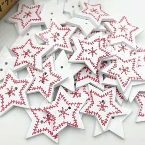 Hot Sale 20pcs Cute XMAS Christmas Decor Sewing Scrapbook DIY Craft Wooden Buttons Star Shape WB550