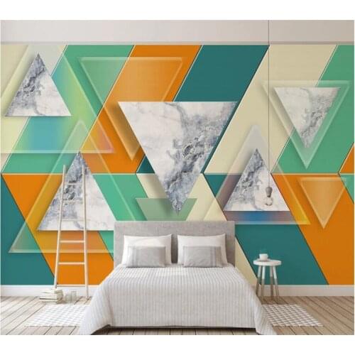 Beibehang Custom wallpaper mural 3d three-dimensional triangle glass marble mosaic TV background wall living room bedroom mural