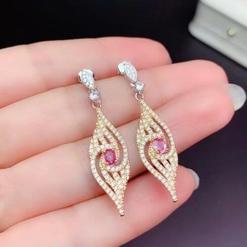 Exquisite red garnet stud earrings girl silver ornament water drop natural gem real 925 sterling silver birthday party gift