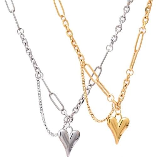 XIYANIKE 316L Stainless Steel Gold Color Heart Necklaces For Women Chokers 2021Trend Fashion Hip Hop Festival Party Gift Jewelry