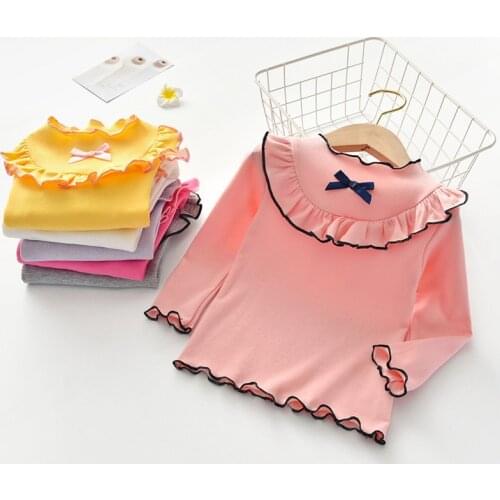 Girls Clothes Sets New Candy Color Kids Round Neck T-shirt Fall Winter Solid Casual Pullover Cotton Clothes Tops Tees