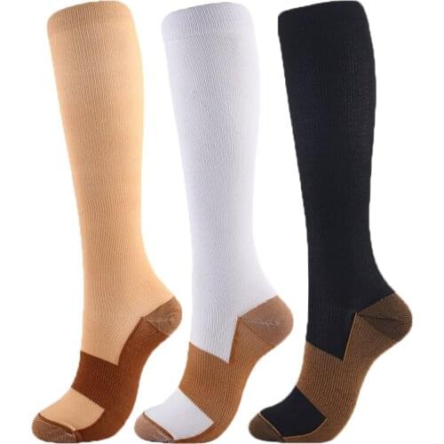 Copper Fiber Compression Socks Men Women Outdoor Sports Fashion Simple In Tube Socks Happy Funny Trend Nylon Compression Socks
