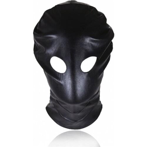 Leather bondage hood open eye adult games cosplay erotic slave bdsm fetish restraints headgear sex toys for couples woman mask