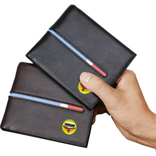 KUNBABY Black/Brown PU Leather Metal Logo Document Bag Wallet Classical Wallet Card Package Styling Free Shipping