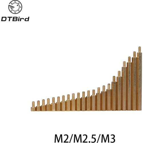 50Pcs M2*L+3mm M2.5/M3*L+6mm Hex head Brass Spacing Screws Threaded Pillar PCB Computer PC Motherboard StandOff Spacer HW040