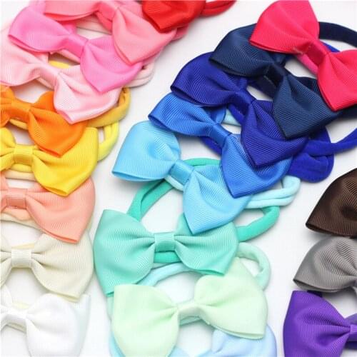 Ribbon Bow with Nylon Headwrap Baby Girls Soft Headbands Newborn Colorful Turban Hairbow for Bebes Hair Accessories Top Bowknot