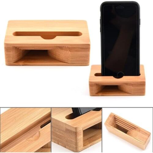 Mobile Phone Loudspeaker Holder Bamboo Sound Amplifier Speaker For Samsung Sony 3-6inch Wooden Holders Wood Desktop Stand