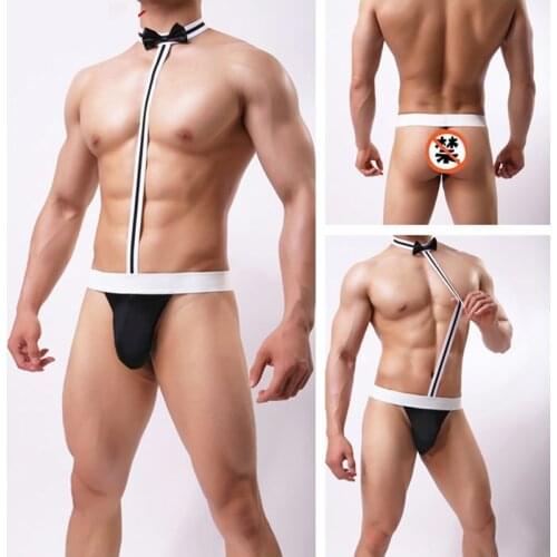 Mens Sexy Bodysuit Underwear Shapewear Gay Briefs Lingerie Elastic Knot Jumpsuit Transparent Body Building Underpants Panties