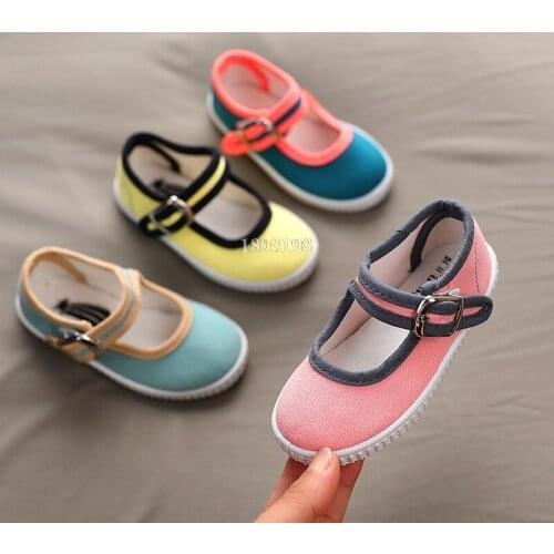 2021 Spring New Children Canvas Shoes Boys Girls Soft Bottom Hooks Shoes Kindergarten Korean Kids Casual Footwear