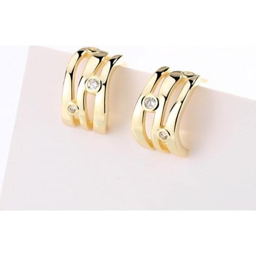 New S925 Sterling Silver Stud Earrings Womens Diamond Geometric Three-dimensional Earrings Earrings Silver Jewelry