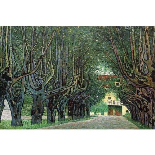 Landscapes Art Gustav Klimt Oil painting TREE LINED ROAD LEADING TO THE MANOR HOUSE AT KAMMER Canvas High quality Hand painted