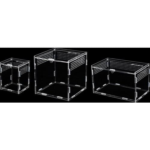 7X8X10CM Transparent Reptile Breeding Box Acrylic Feeding Box 360 Degree High Transparent Magnetic Pet Climbing Terrarium