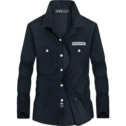 Spring Autumn Shirt Men Casual Shirts Pure Cotton Solid Color Pint Military Men Shirts Long Sleeves Camisas Men Korean Clothes