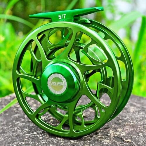 PROBEROS 3+1 BB Fly Fishing Wheel Green Color Fly Fishing Reel CNC Machine Cut Large Arbor Die Casting Aluminum Fly Reel