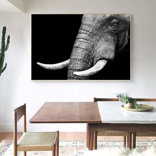 Modern Black African Elephant Posters and Prints Wall Art Canvas Painting Wall Art Animal Pictures for Living Room Cuadros Decor