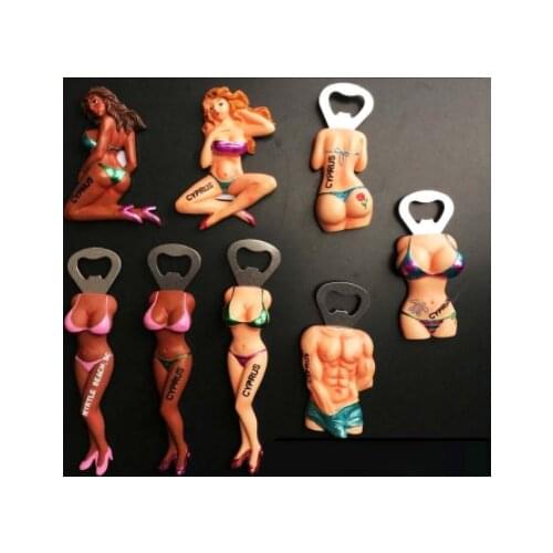 Mediterranean Cyprus Fridge MagnetsTourism Souvenir Gift Bikini Beauty 3D Bottle Opener Magnetic Refrigerator Sticker Decor