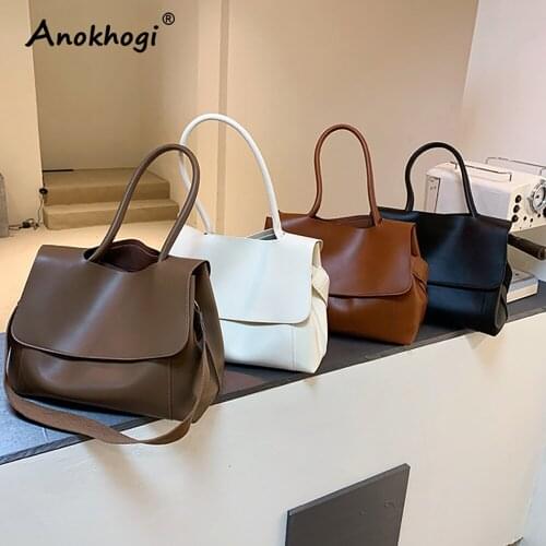 Big Capacity Women Fashion Shoulder Bag Ladies Quality PU Casual Tote Pure Color Vintage Handbag ML80