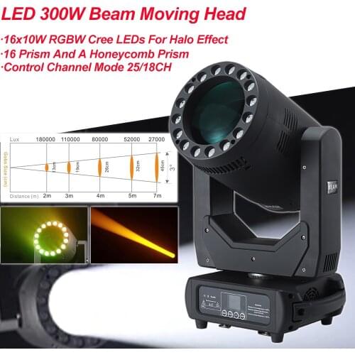 LED 300W Beam Moving Head Light Christmas Xmas Holiday Wedding Party DJ Disco For Halo Stage Effect Lighting Decorations