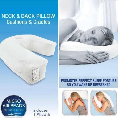 U-shape Side Sleeper Pro Neck and Back Pillow Holds Your Neck / Spine During Sleep