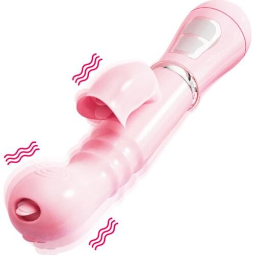 Double Tongue Cunnilingus Vibrator Telescopic Rotating Dildo Heating Vagina Clit Stimulate Vibrator Adult Sex Toys for Women 5
