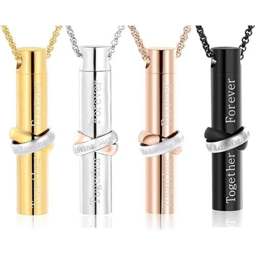 Together Forever Stainless Steel Cylinder Pendant Cremation Urn Memorial Keepsake Necklace For Pet/Human Ashes Jewelry Dropship