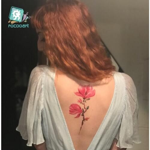 1PCS Flower Temporary Tattoos for Women back Tattoo Sticker Fashion Sexy Body Art Waterproof Arm Fake Tatoo Sticker 21X10cm