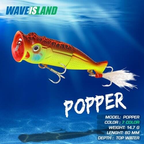 WAVEISLAND Popper Fishing Lure Floating Topwater Baits 14.7g Lureisca Isca Artificial Fish Swim Bait Tackle Articulos De Pesca