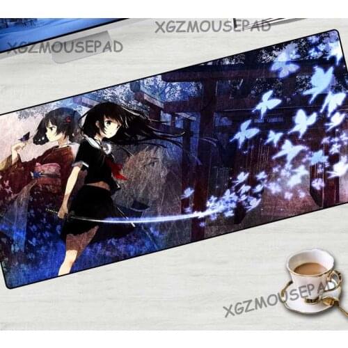 XGZ Anime Large Mouse Pad Lock Edge Butterfly Cute Girl Computer Desk Mat Kimono Student Uniform Odorless Rubber Non-slip